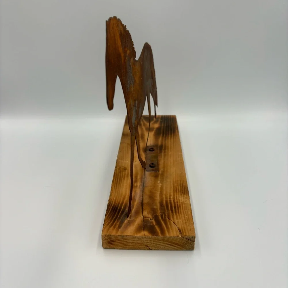 Handmade Flat Metal Laser Horse Figurine Wood Cowboy Western Art 8” Equestrian - Picture 6 of 10